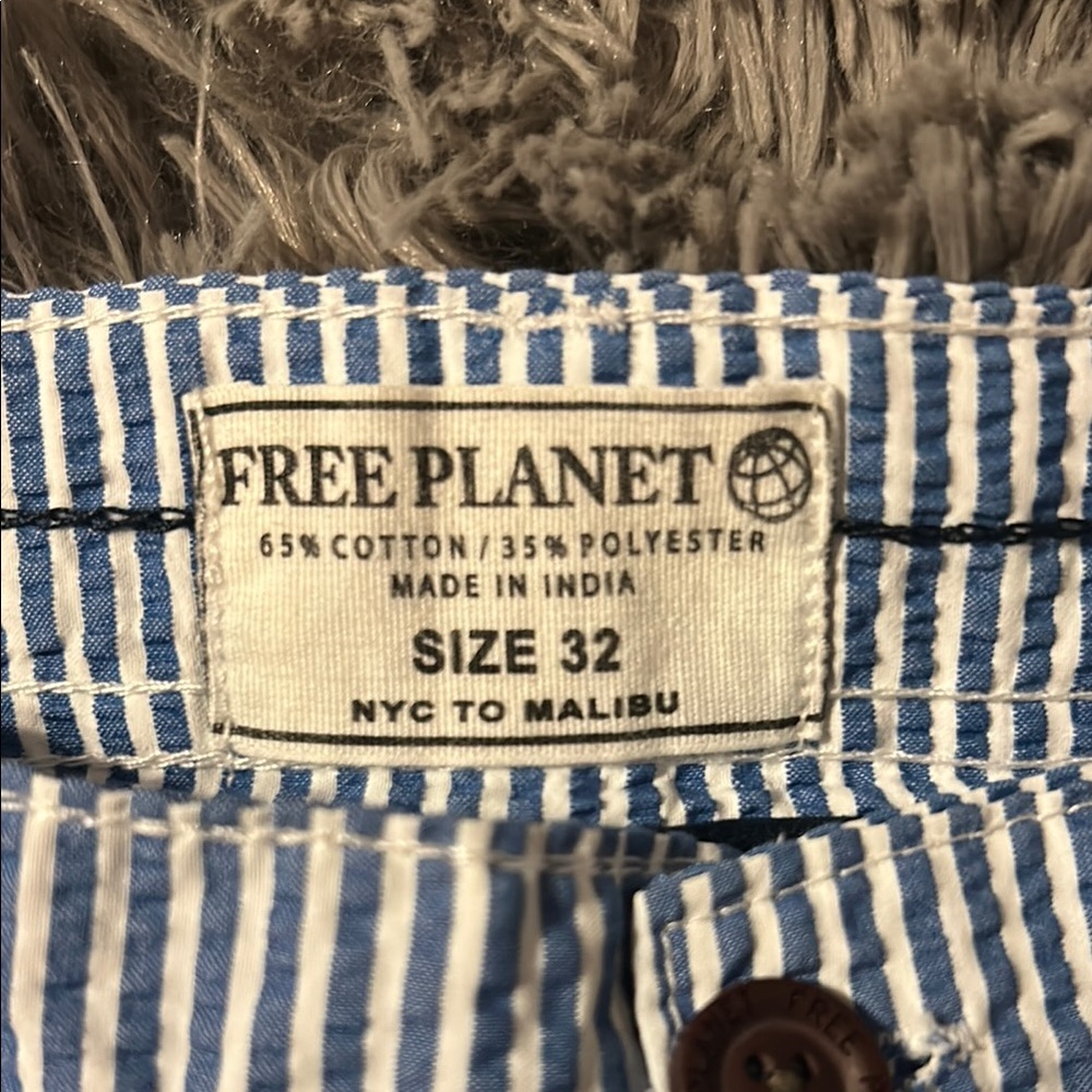 Free Planet Blue and White Striped Cargo Shorts - Picture 2 of 2